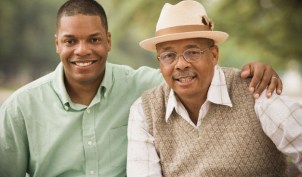 elderly father adult son caregiver dementia AD