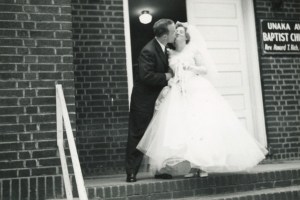 Daddy and Mama Kissing Outside the Church June 9, 1956